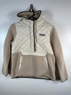 Columbia Mujeres Botón a Presión Dulce Vista Edredón Capucha Polar Suéter Beige Talla M 21x25 Foto 1 de 4