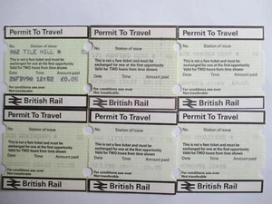 6 X PERTIS Permit To Travel British Rail Branded Tickets All Different Used #23 - Picture 1 of 2