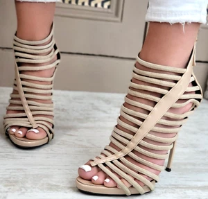 Giuseppe Zanotti Priscilla Tacones Gamuza Tirantes Sandalias al Tobillo Zapatos EU 38 UK 5 - Imagen 1 de 15
