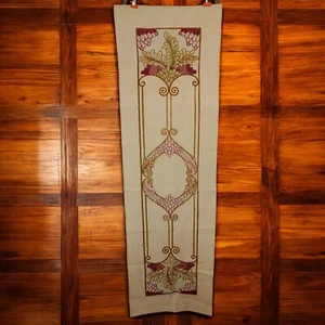 Antique hand embroidered linen table runner art nouveau handmade deco vintage UK - Picture 1 of 21
