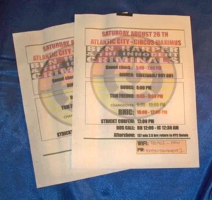 Ben Harper 26 de agosto de 2017 Atlantic City Show usado itinerario diario, lote de 2 - Imagen 1 de 1