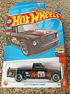 2022 Hot Wheels '63 Studebaker Champ #93/250 HW Hot Trucks #5/10 BLACK - Picture 1 of 4