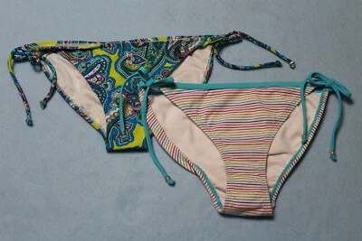 NEW 2 Lot Xhilaration Juniors Paisley Striped Bikini Bottoms M See Measurements* - Image 1 of 4