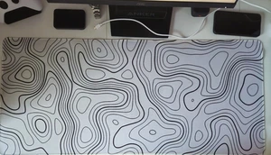 90x40cm White Topographic Gaming Mouse Pad Large XL - Picture 1 of 3