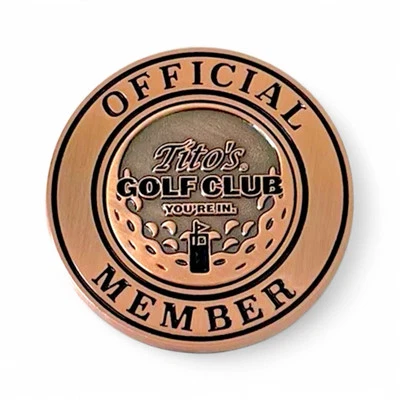 TITO’S HANDMADE VODKA Tito's Vodka Copper Magnet Golf Ball Marker Sport Medallion Members Edition