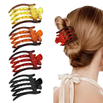 4 Pcs Large Flat Plastic Hair Claw Clips Non-slip Thick Hair Strong Hold - Image 1 of 4