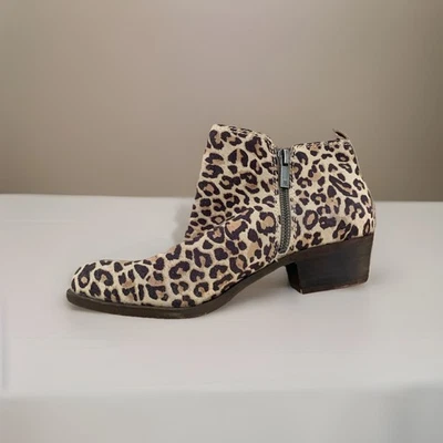 LUCKY BRAND leopard Print Short Boots Leather Double Zippers Sz 7 BM - Image 1 of 4