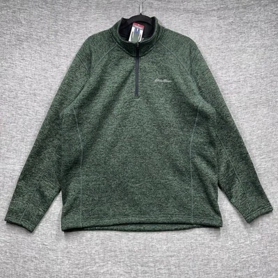 Chaqueta Eddie Bauer Hombres XL Verde Radiador Polar 1/4 Cremallera Suéter Pullover Exterior Foto 1 de 4