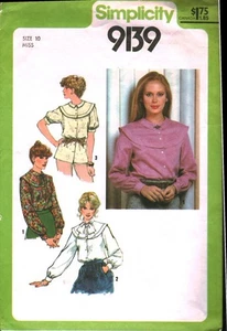 9139 Vintage Simplicity Sewing Pattern Misses 1970s Button Front Blouse Shirt 10 - Picture 1 of 2