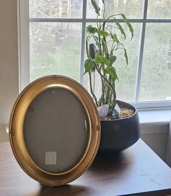 Oval Framed Gold Photo Frame Wood MCM Glam Vanity Dresser Display 12×12  - Image 1 of 4