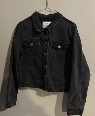 Chaqueta de mezclilla negra envejecida Old Navy para niñas talla XL 14 Foto 1 de 4
