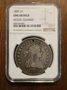 Attractive 1800 Draped Bust Silver Dollar Heraldic Eagle $1 NGC Fine Details - Picture 1 of 4