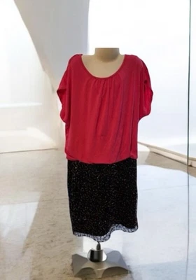 Nuevo Vestido Nicole Miller Rosa Fucsia Negro Lentejuelas Niñas Grande 12/14 L $98 Nuevo con Etiquetas Foto 1 de 4