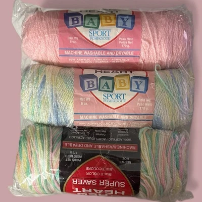 Hilo de bebé Red Heart vintage - Lote de 3 madejas - Metálico abigarrado - Cuna Foto 1 de 4