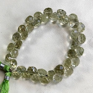 Natürlicher Prasiolith Grün Amethyst Edelsteine 7 bis 9 mm Facettiert Zwiebelform Perlen 7 Zoll - Bild 1 von 5