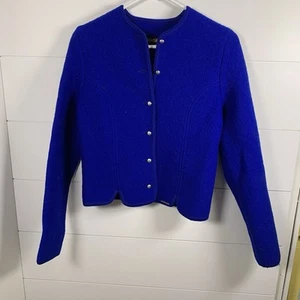Geiger Austria giacca lana donna 38 taglia S bottoni davanti cardigan blazer blu royal - Foto 1 di 13