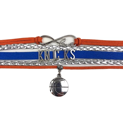 New York Knicks Infinity Jewelry Bracelet Basketball Charm Faux Leather Cover