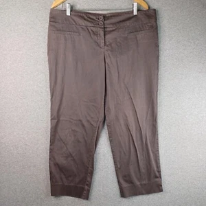 Sussan Pants Womens Size 16 Brown Cropped Capri Straight Leg High Rise Stretch - Picture 1 of 11