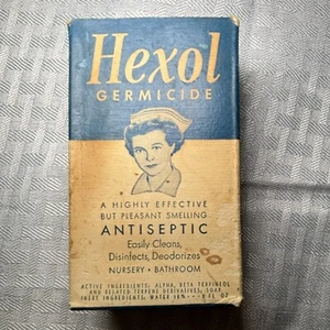 Rare Vintage Hexol Germicide Antiseptic w/box & manual Glass Bottle - Bild 1 von 15