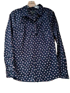Blusa donna Banana Republic S manica lunga rosa navy stampa floreale 4 bottoni - Foto 1 di 6