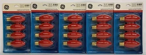 5 - 4 Packs Of Red C-9 Replacement Bulbs 7 Watt 20 Bulbs Total Intermediate Base - Picture 1 of 4