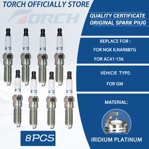 8PK TORCH TORCH8 Spark Plug for ACDELCO12686362 for NGK ILNAR8C7DG ILNAR8C7DG - Picture 1 of 15