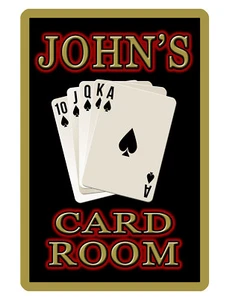 PERSONALIZED CARD/POKER ROOM SIGN DURABLE ALUMINUM FULL COLOR CUSTOM Sign BK#170 - Picture 1 of 2