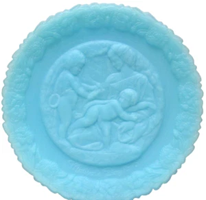 Vintage Fenton Glass Mother's Day Commemorative Plate 1975 Blue Satin # 5 - Picture 1 of 6