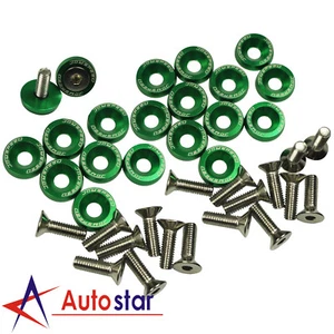 20pcs Green Billet Aluminum Fender/Bumper Washer/Bolt Engine Bay Dress Up Kit - Foto 1 di 11
