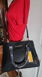NEW Michael Kors Black Savannah Satchel/Crossbody/Handbag - Picture 1 of 10