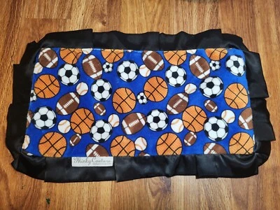 Manta de seguridad Minky Couture azul pelotas deportivas Lovey súper suave Foto 1 de 3