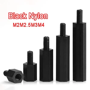 M3 M4 Black Nylon Female-Male Hex Pillars PCB Threaded Standoff Spacers Screw - Picture 1 of 5