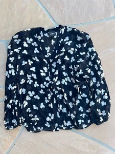 The Kooples Women's Split Neck Long Sleeve Floral Button Up Silk Blouse Size L - Picture 1 of 4