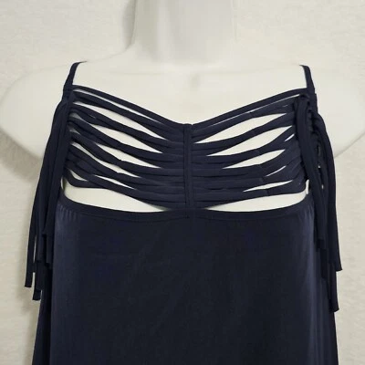 NWT Lane Bryant Collection Sexy Long Navy Blue Dress Negligee Gown Hi-Low $98 - Image 1 of 4