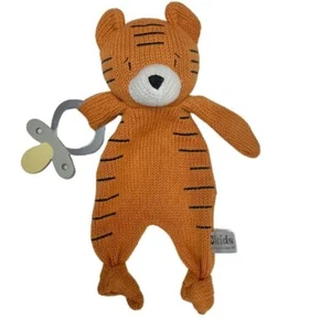Knitted Tiger Baby Comforter Soft Toy with Dummy Holder 12"/30cm ES Kids - Picture 1 of 3