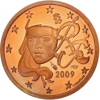 France, Euro Cent, 2009, Paris, Cuivre plaqué acier, NEUF, Gadoury:1., KM:1282 - Photo 1/2