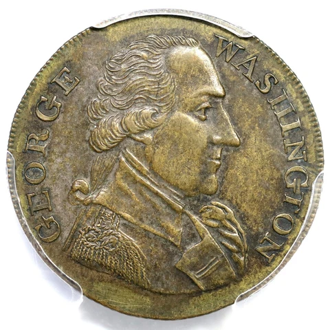 (1790s) B-265A PCGS AU Details Large Washington Success Brass Medal Cover