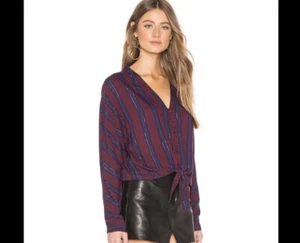 NWT Rails Sloane Janeiro Shirt Blouse Top Striped Tie Front XS extra small  - Picture 1 of 4