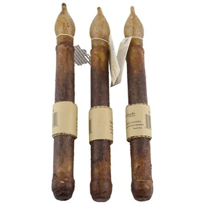 "Juego de 3 velas cónicas parpadeantes LED mostaza quemada batería primitiva sucia de 9" - Imagen 1 de 1