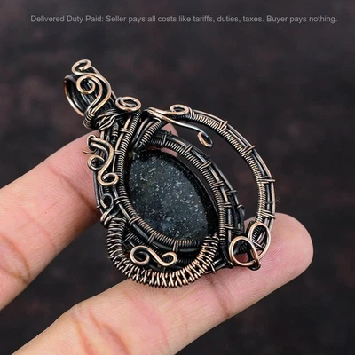 Cyber Monday Venta Cobre Ovalado Marcaita Piedra Esposa Alambre Envuelto Colgante Étnico Foto 1 de 4