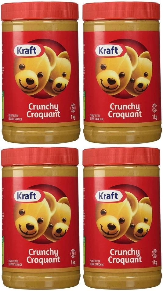 Kraft Crunchy Peanut Butter 4 Jars 1kg Each Canadian Made