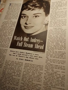 Sk227 Ephemera 1950s Picture Article Audrey Hepburn - Picture 1 of 1