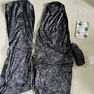 Gray/black Leopard silky car seat covers stretch and padded steering wheel cover - Picture 1 of 6
