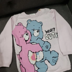 Care Bears Baby Girls Jacquard Knit Sweater with Buttons at Shoulder - Picture 1 of 4