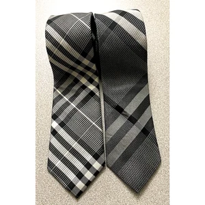 Two Ben Silver 100% Silk Gray Striped Ties 60" X 3" - Picture 1 of 6