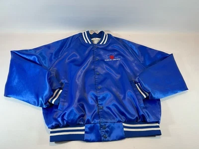 Vintage American Greetings Jacket Sz Large Satin Snap Button Auburn Employee - Image 1 of 4