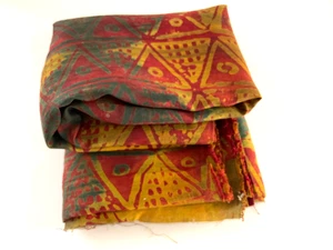 Fabric, hand-blocked Batik, 3.34 yds x 62” wide, Made in India.  Multicolored. - Picture 1 of 5
