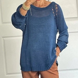 Suéter Rag & Bone Royal Blue Bay Tejido Abierto Algodón S - Imagen 1 de 7