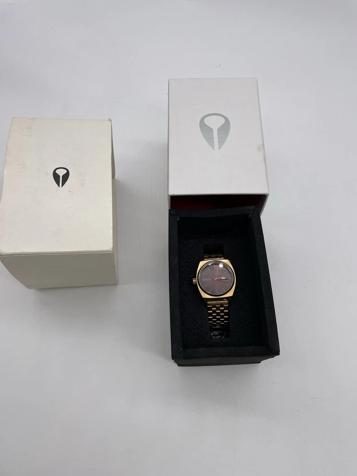 Nixon The Small Time Teller Rose Gold Brown Watch Women’s Needs Battery - Image 1 of 4