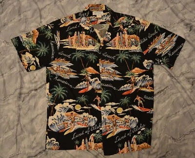 Hawaiian Shirt Men's Large Short Sleeved Waikiki Beach Made in Hawaii Foto 1 de 4